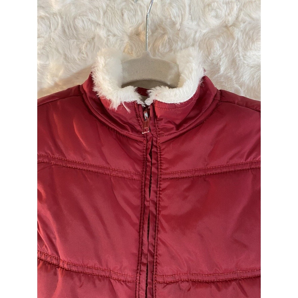 GYMBOREE girls red faux fur collar puffer zip up vest size 7/8 - Picture 5 of 5